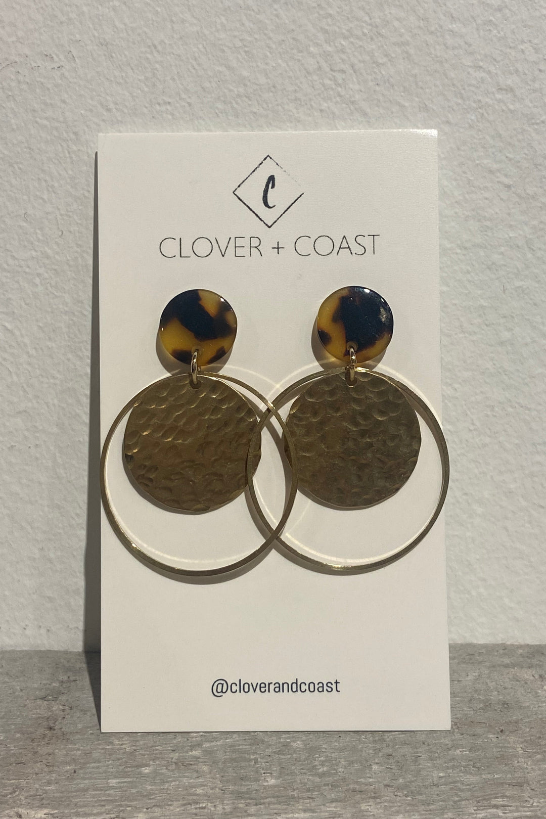 Acetate Stud with Hoop and Hammered Coin