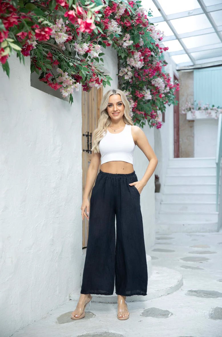 Anita Linen Pants - Black - The Daisy Chain