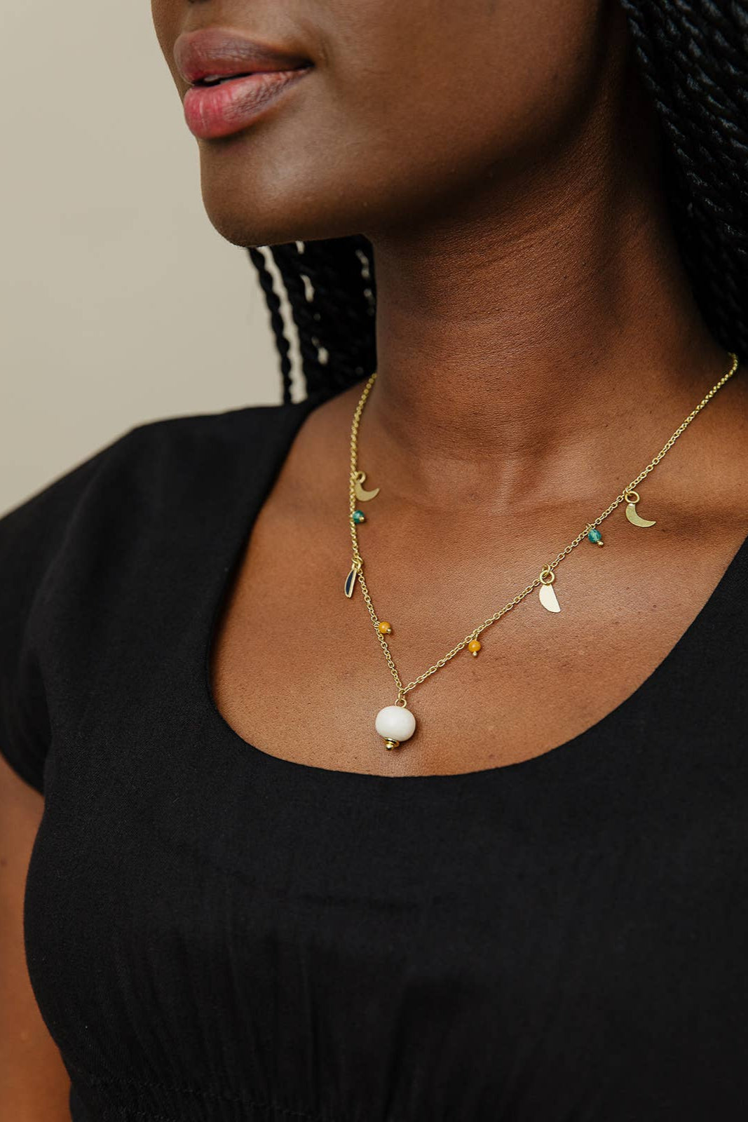 Enamel Moon Necklace - The Daisy Chain