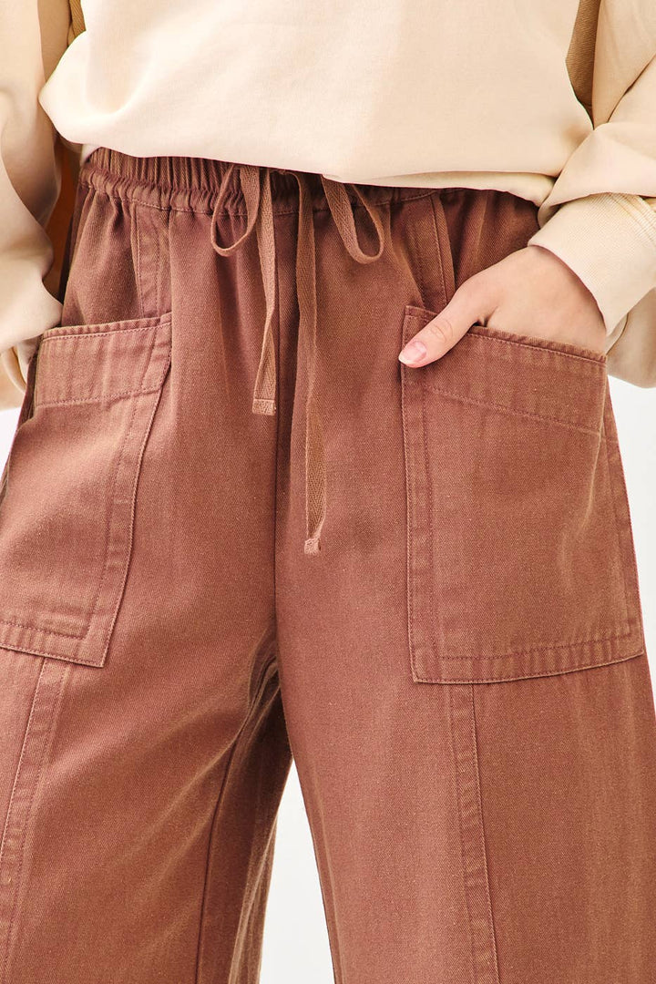 Mineral Wash Pocket Pants - Brick - The Daisy Chain