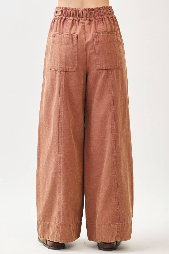 Mineral Wash Pocket Pants - Brick - The Daisy Chain