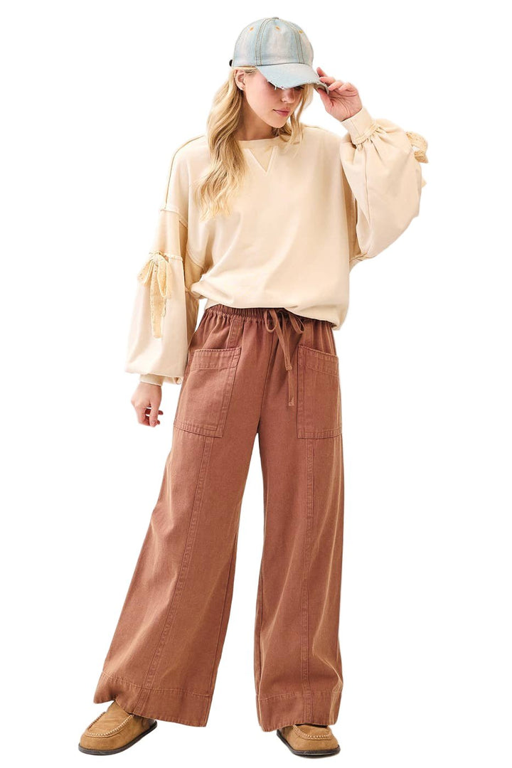 Mineral Wash Pocket Pants - Brick - The Daisy Chain