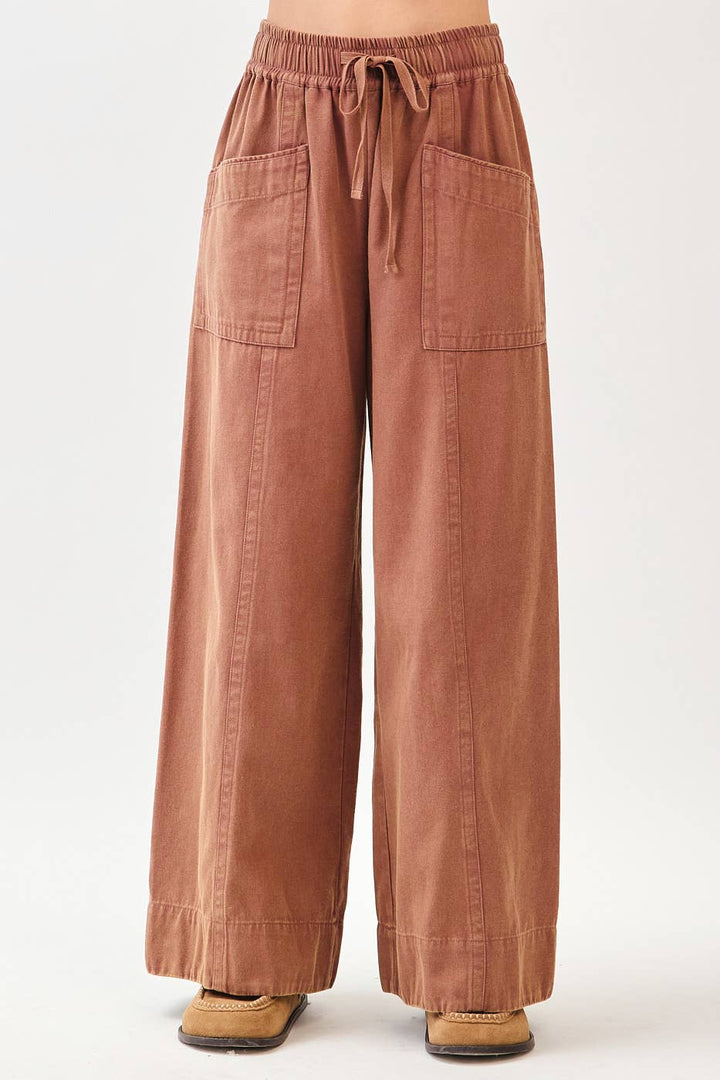 Mineral Wash Pocket Pants - Brick - The Daisy Chain