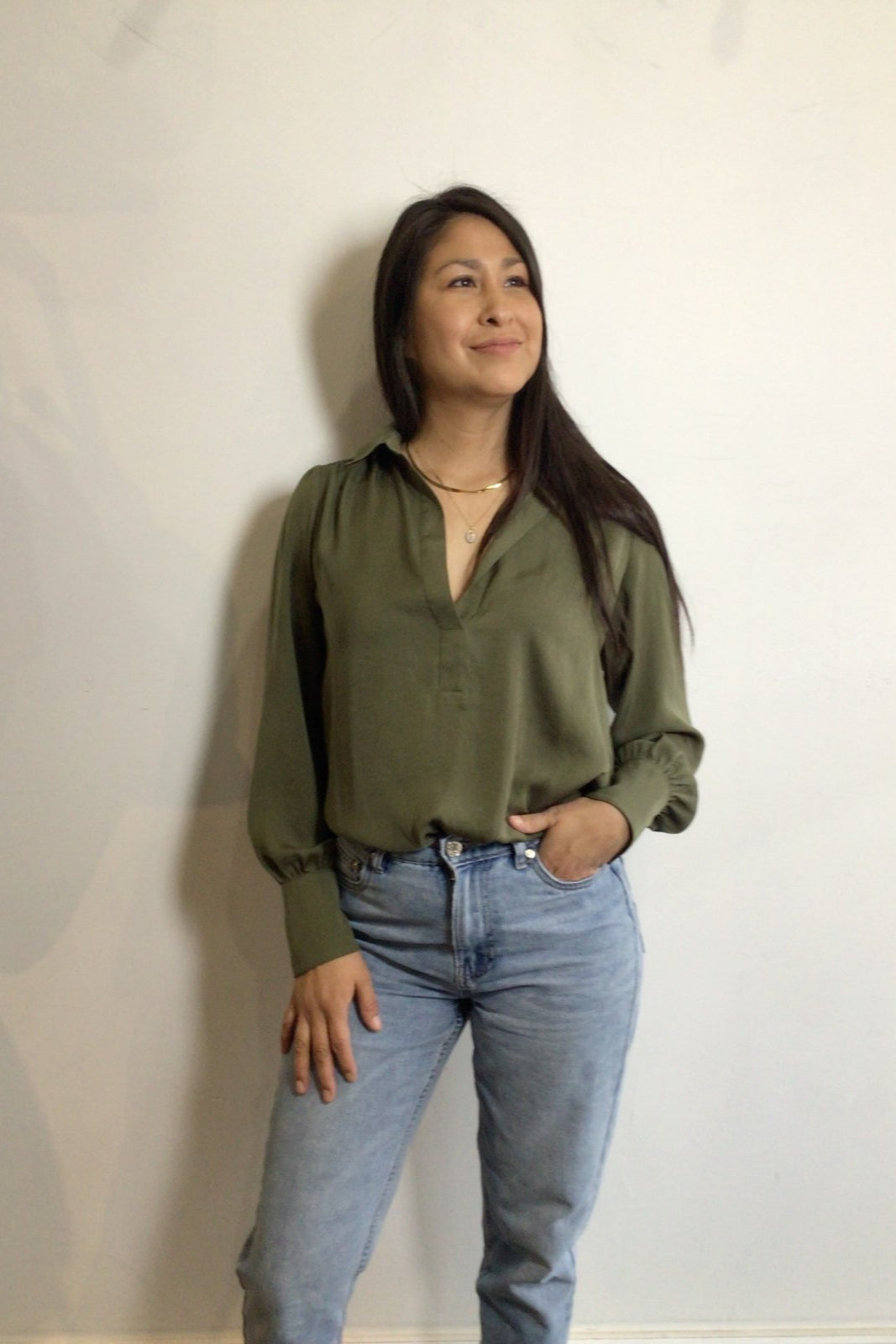 Olive Green Blouse - The Daisy Chain