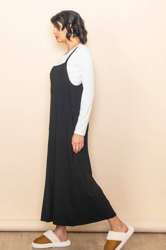 Overall Maxi Dress - Black - The Daisy Chain