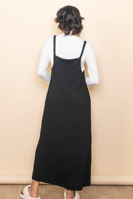 Overall Maxi Dress - Black - The Daisy Chain