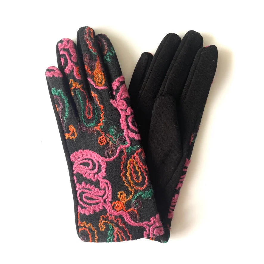Colourful Texting Gloves - Pink Swirl