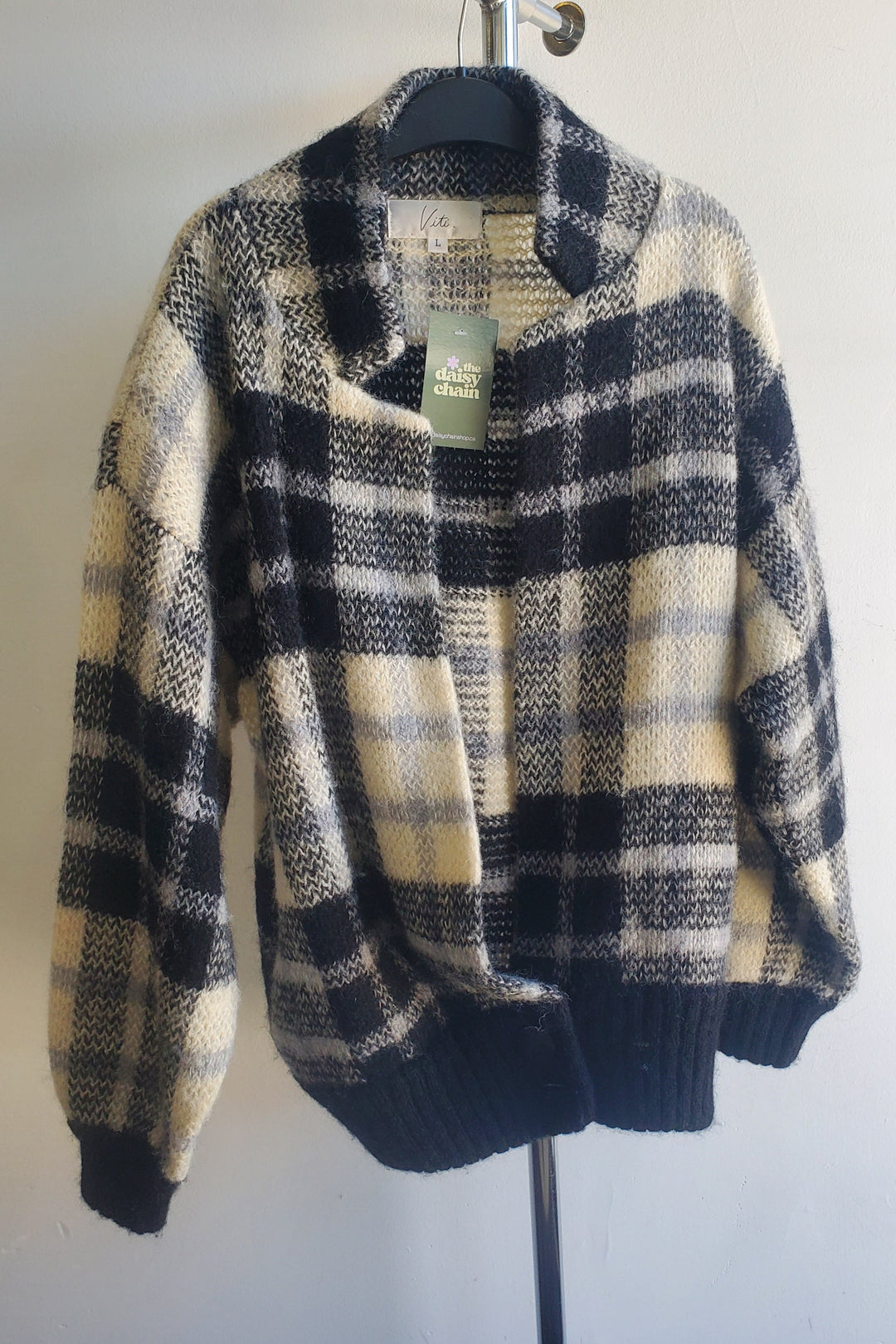 Vintage Plaid Sweater Jacket