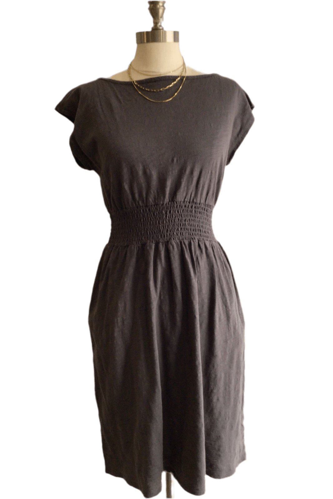 Smocked Waist Dress - Black - The Daisy Chain