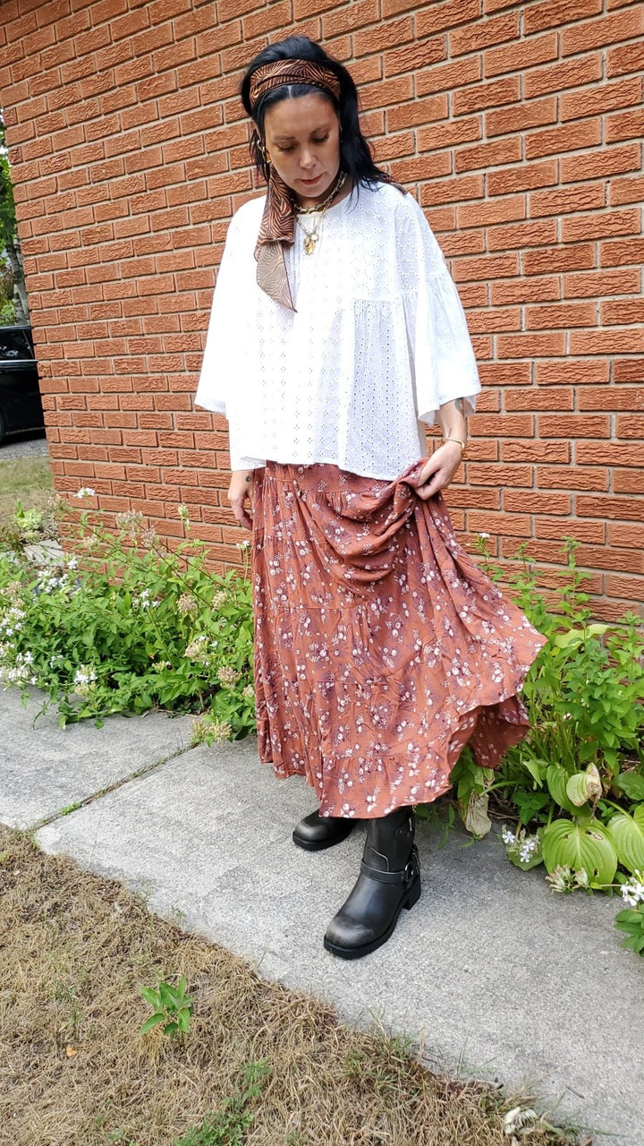 Tiered Boho Skirt - Autumn Floral - The Daisy Chain