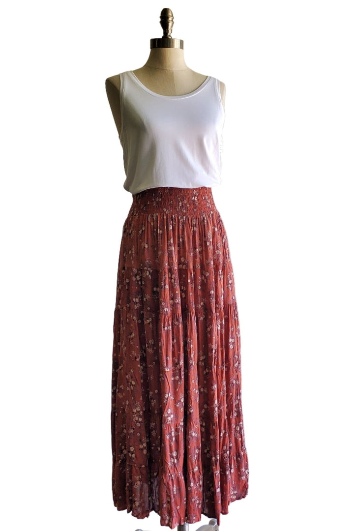 Tiered Boho Skirt - Autumn Floral - The Daisy Chain