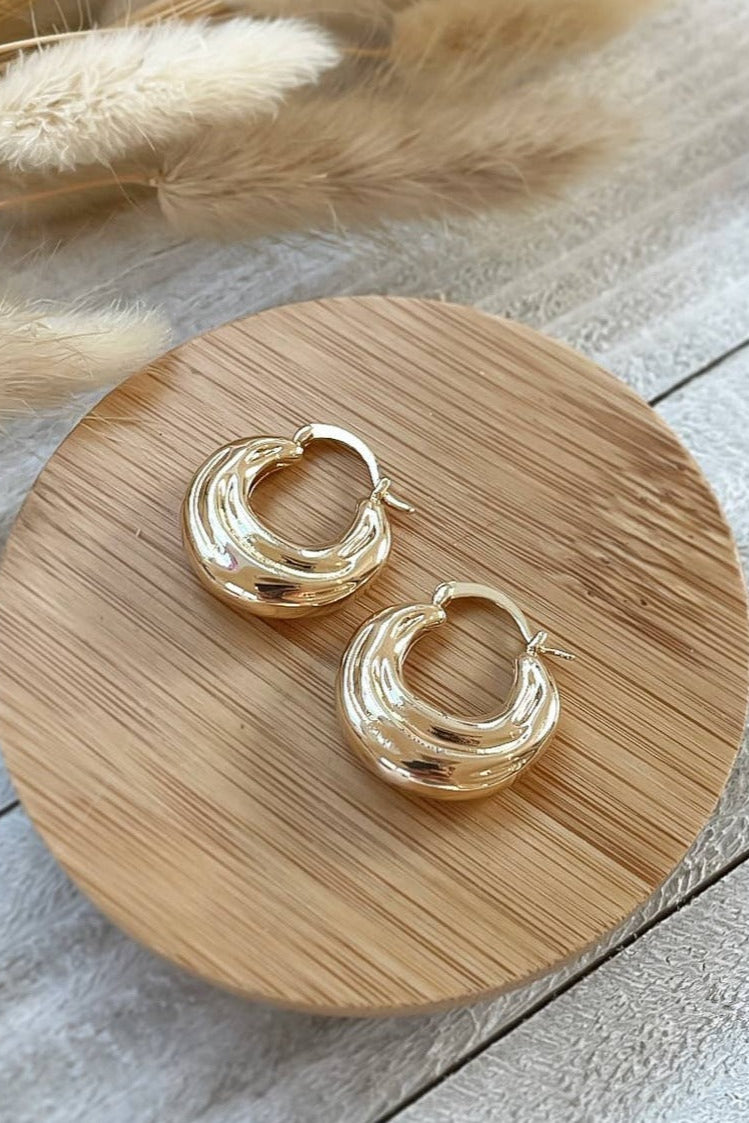 Gold Plated Ripple Hoops