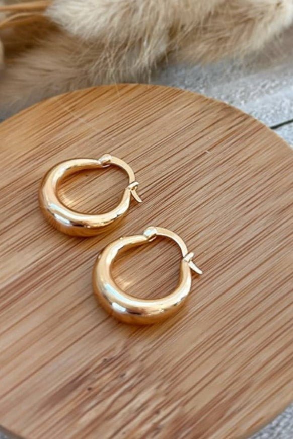 Gold Plated Round Chunky Hoop - The Daisy Chain