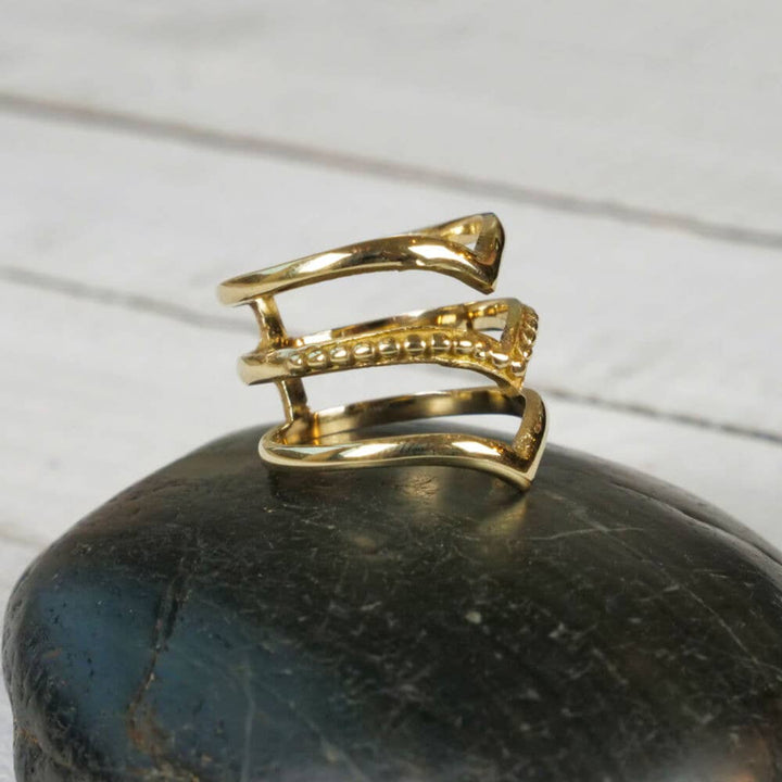 Brass Triple Chevron Ring