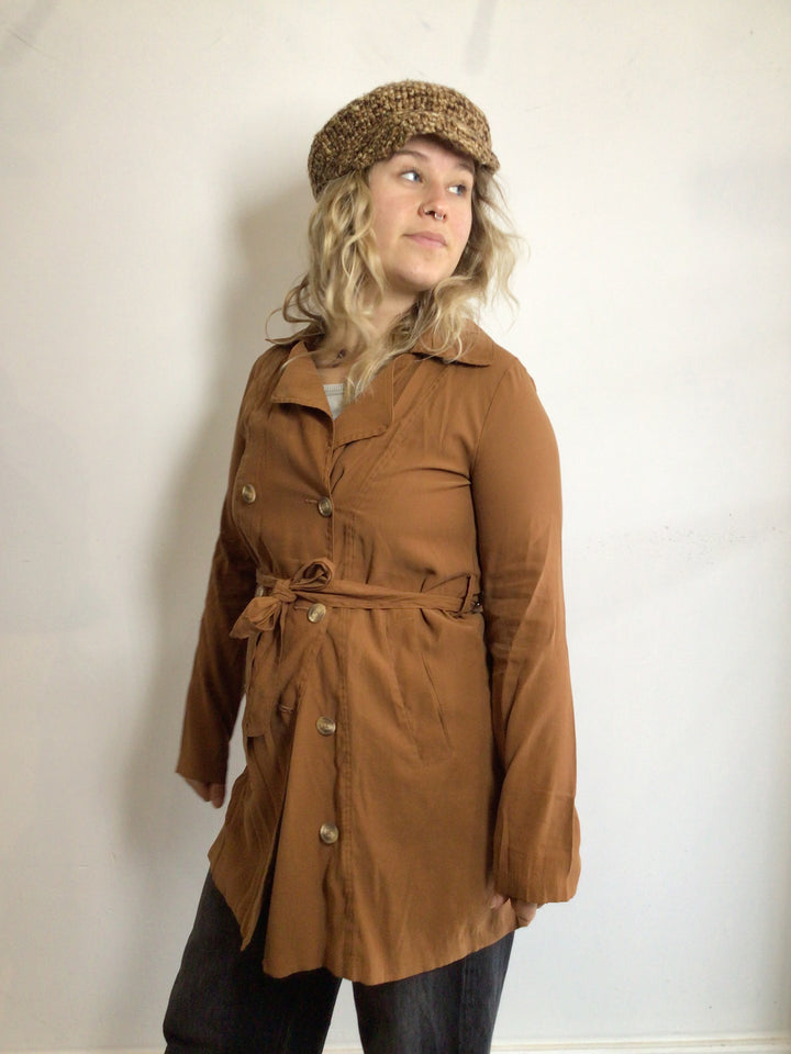 Rustic Trench Coat Blouse