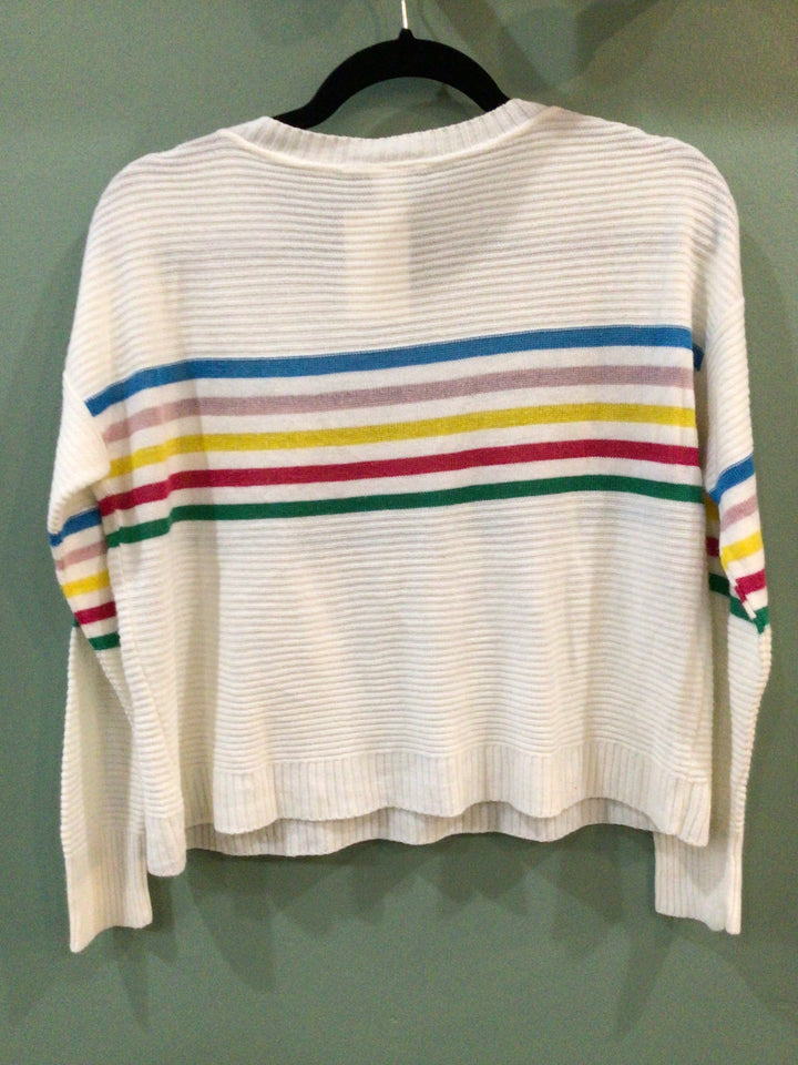 White Sweater with Rainbow Pattern