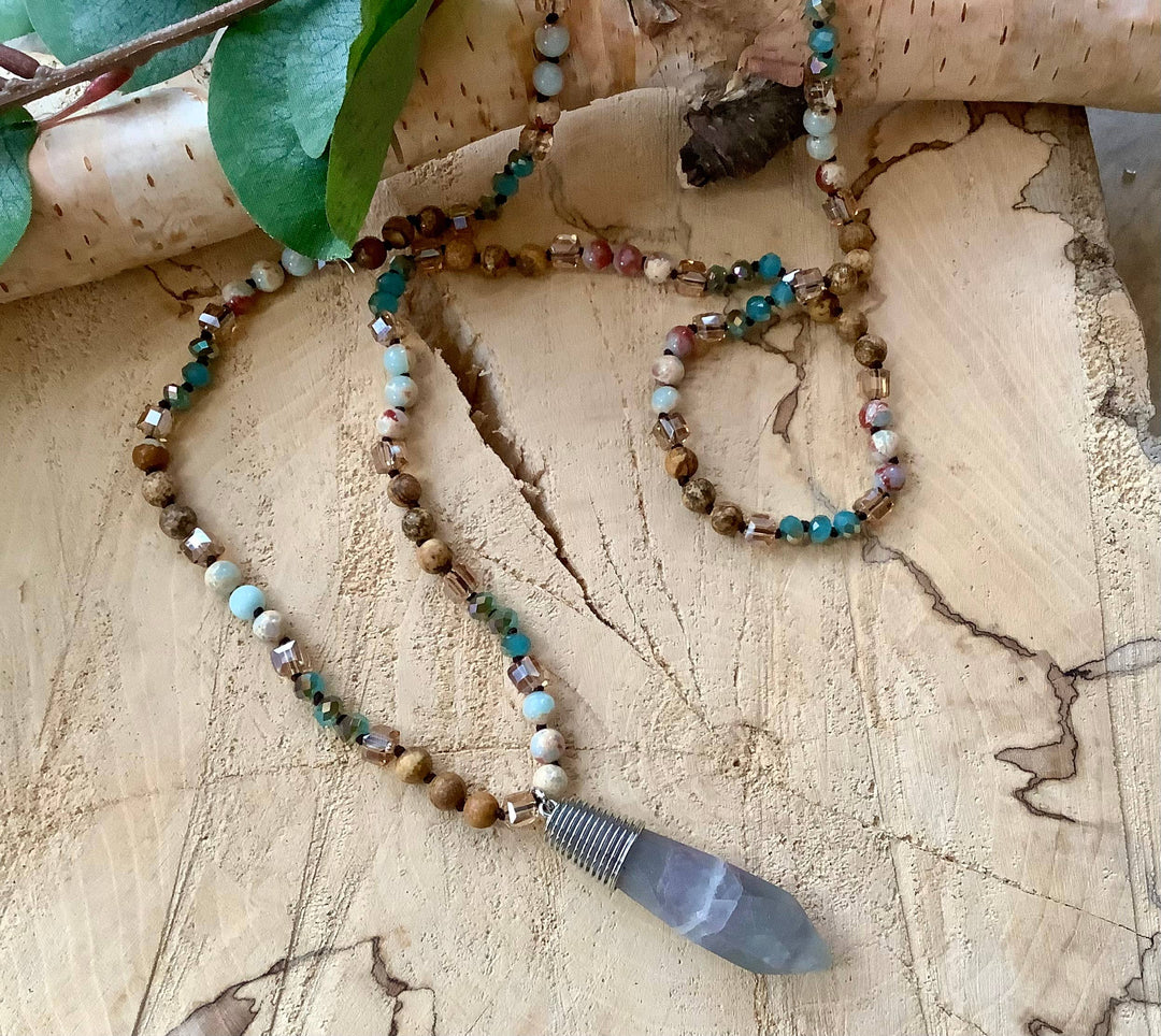 Teal Combo: Jasper necklace