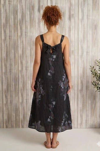 Linen Tie Back Dress- Deep Navy