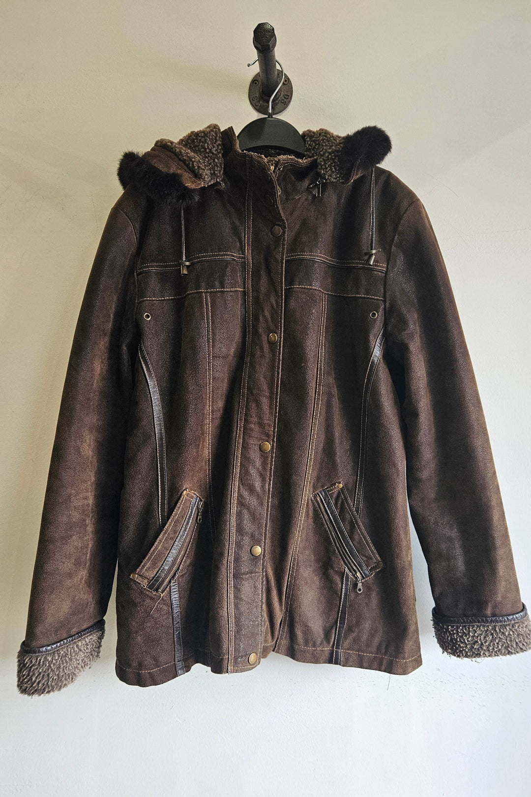 Hennie Leather Coat w Hood