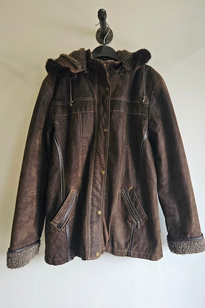Hennie Leather Coat w Hood