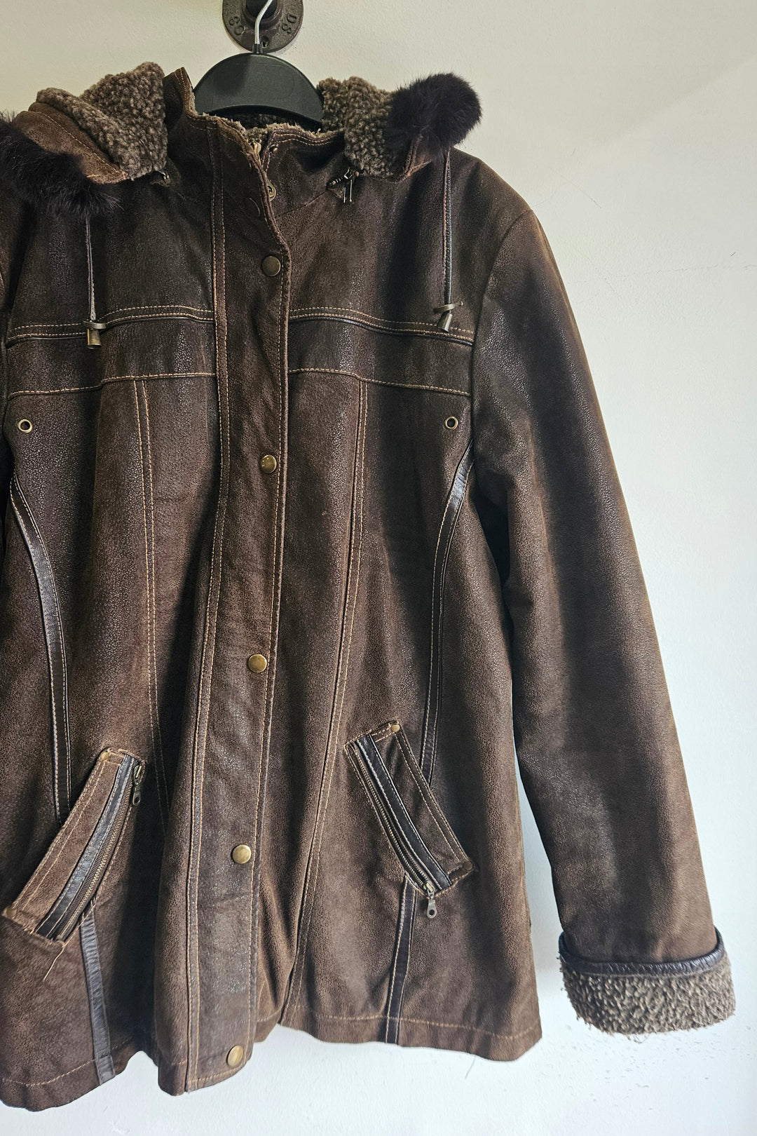 Hennie Leather Coat w Hood