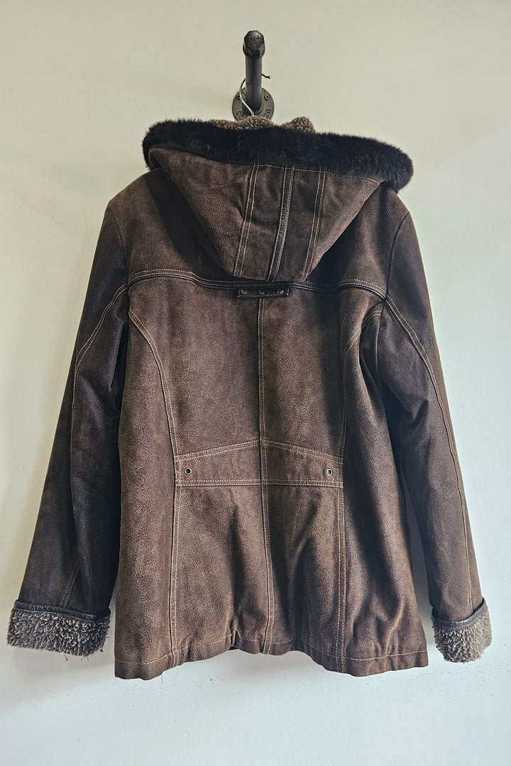 Hennie Leather Coat w Hood