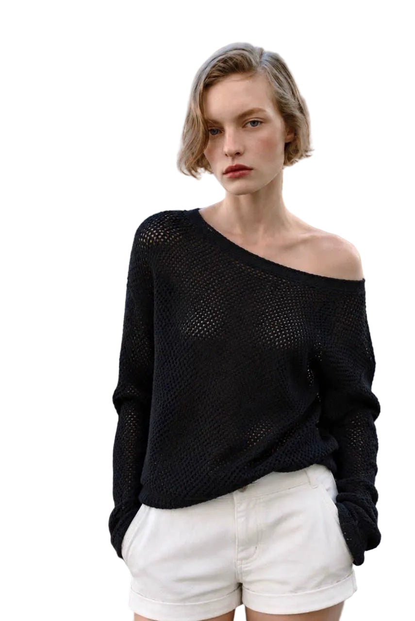 Open Knit Pullover: Merlot