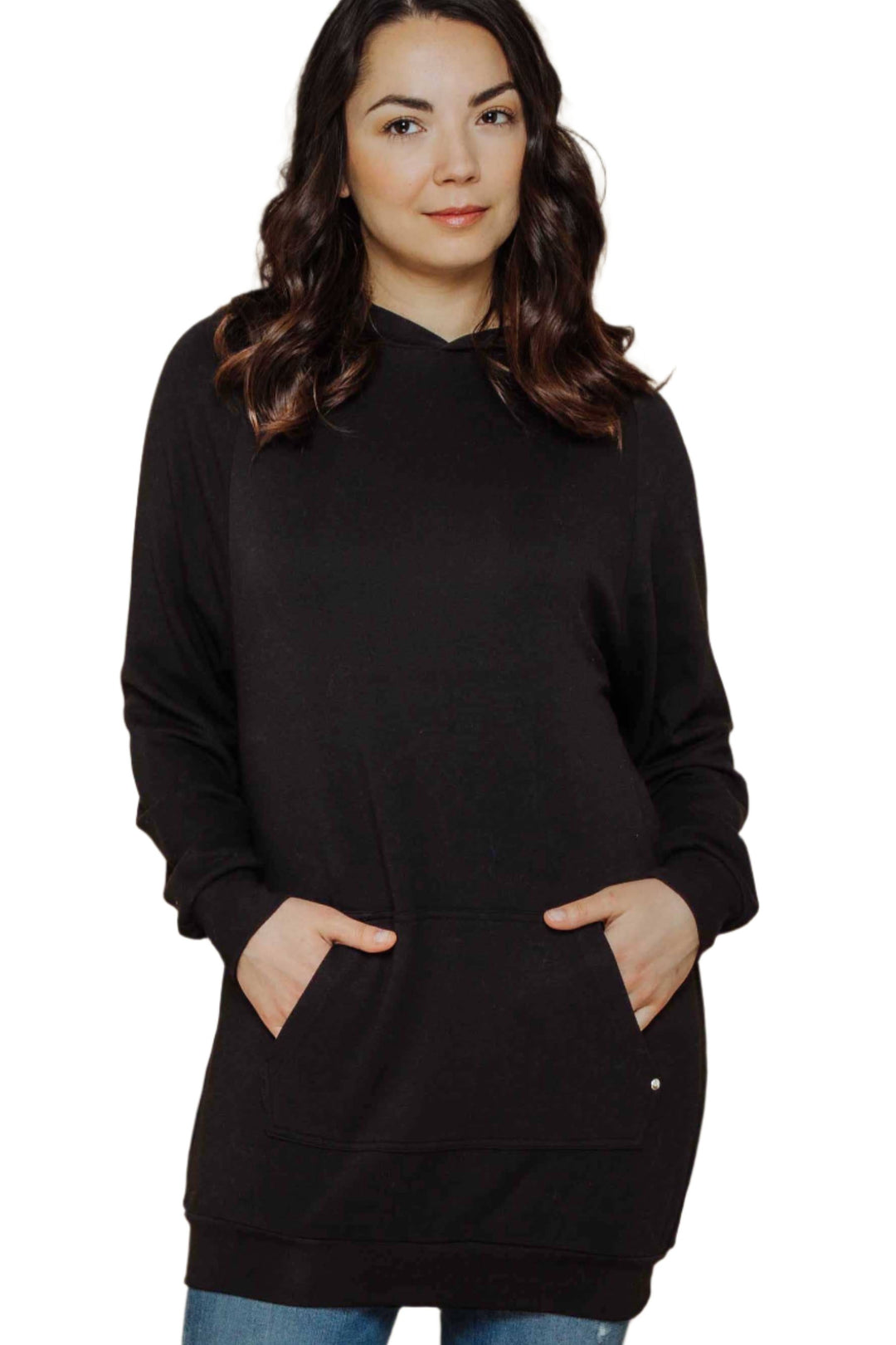 Luxe Fleece Hoody Tunic- Black