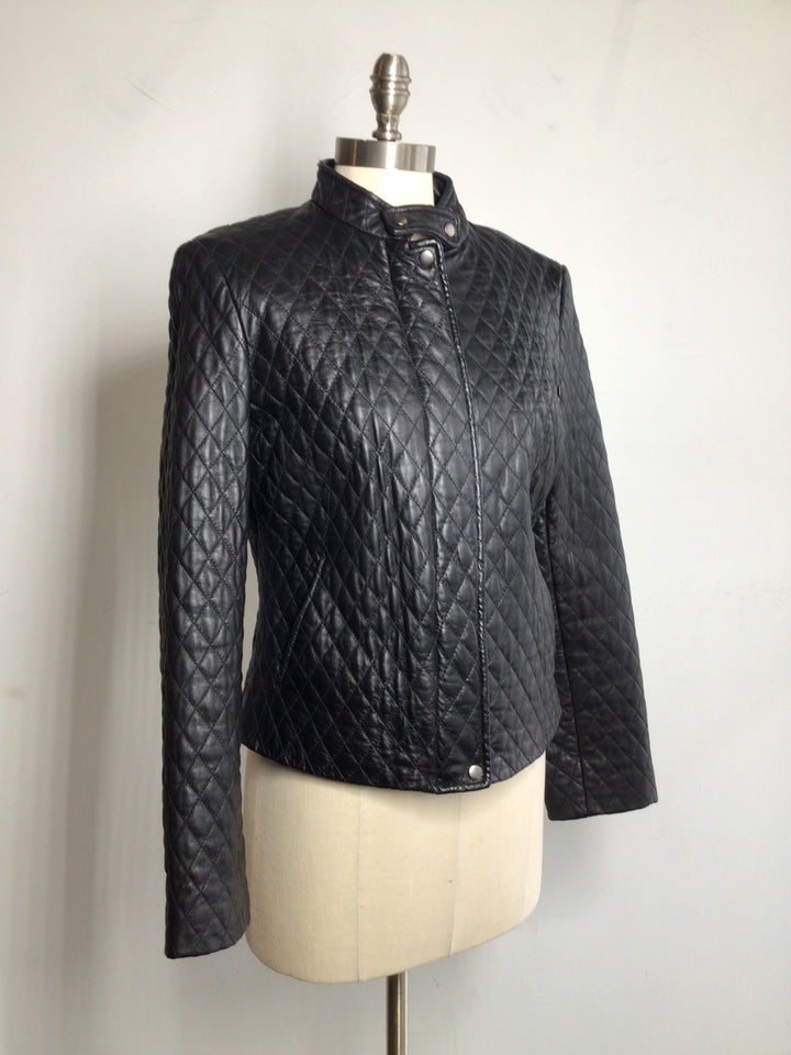 Quilted Leather Moto Jacket - Small
