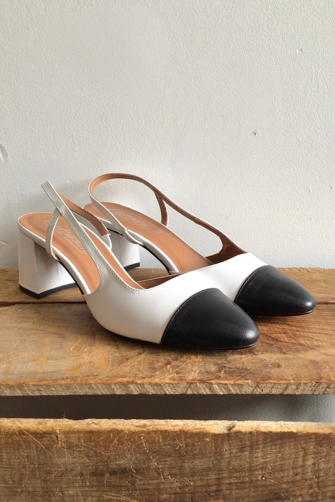 Black Toe White Heels - Size 38