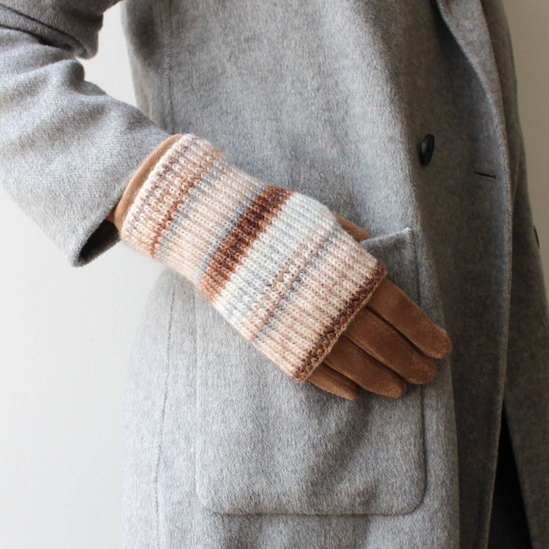 2 - in - 1 Gloves - Beige Stripe - The Daisy Chain