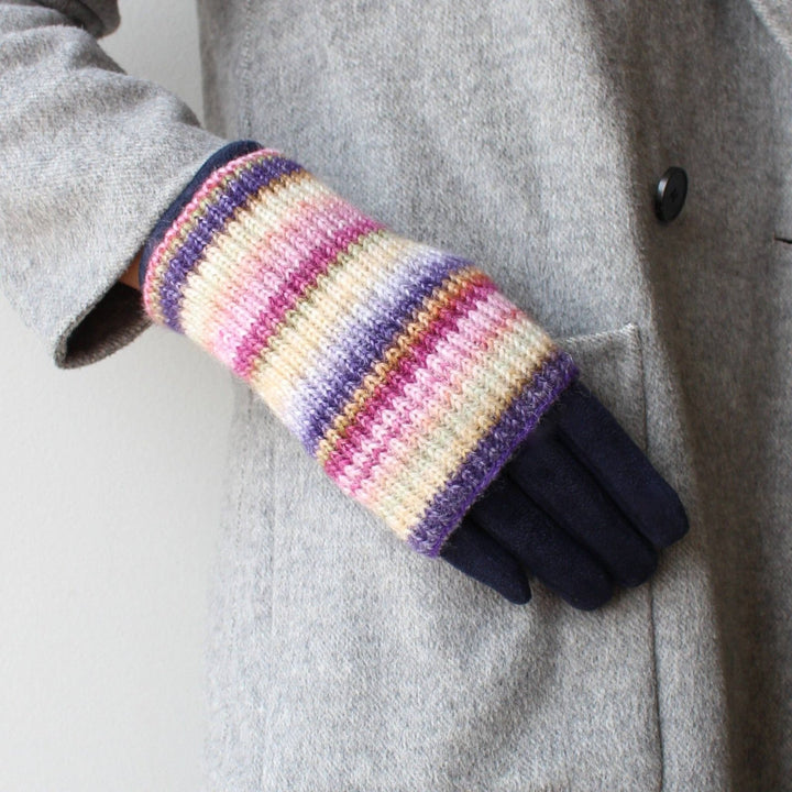 2 - in - 1 Gloves - Navy Stripe - The Daisy Chain