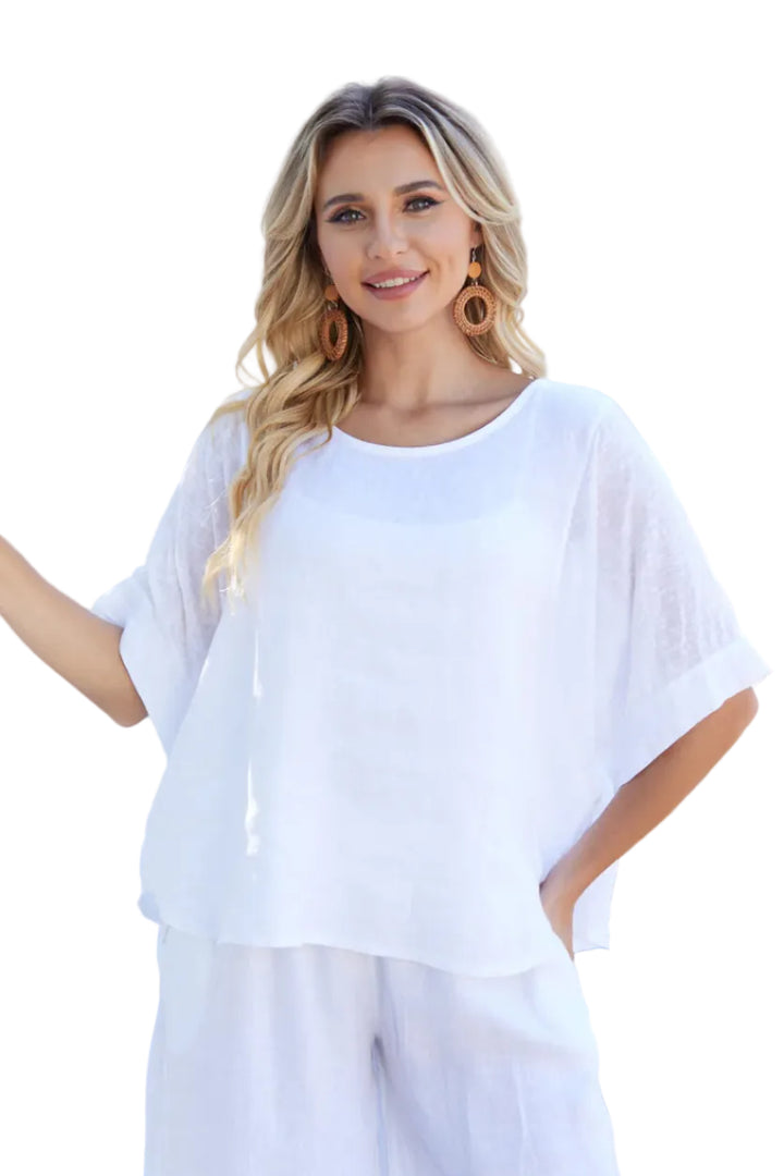 Relaxed Linen Tee- White