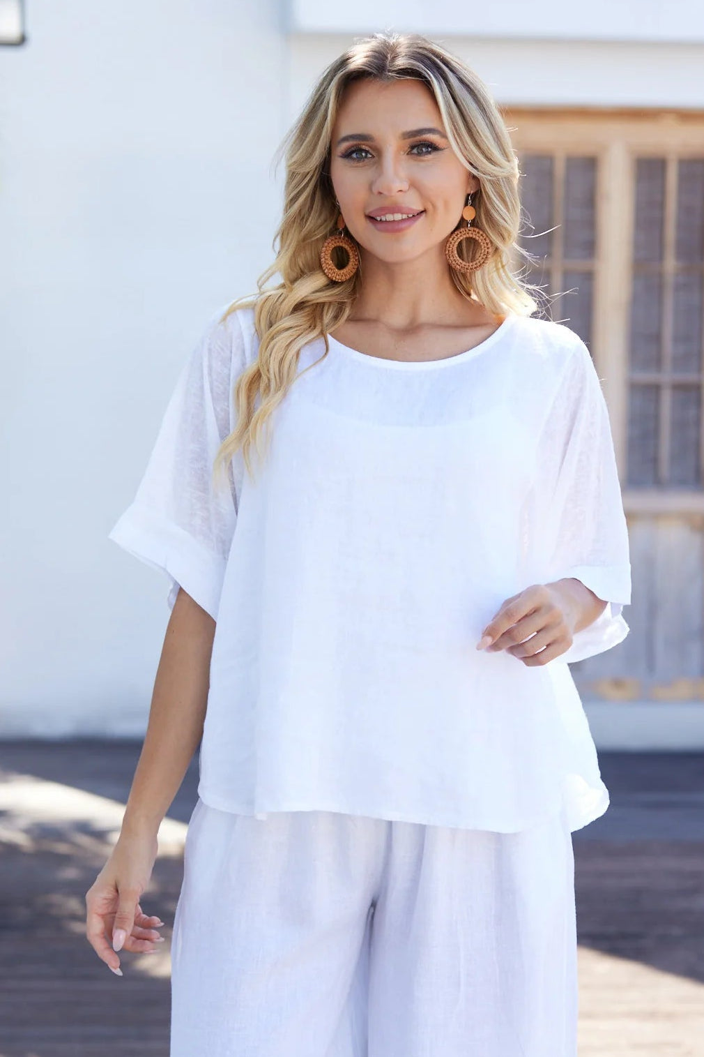 Relaxed Linen Tee- White