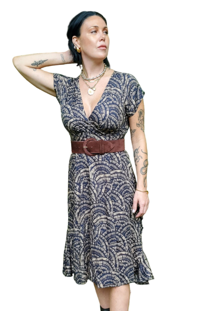 Swing Dress- Black Fan