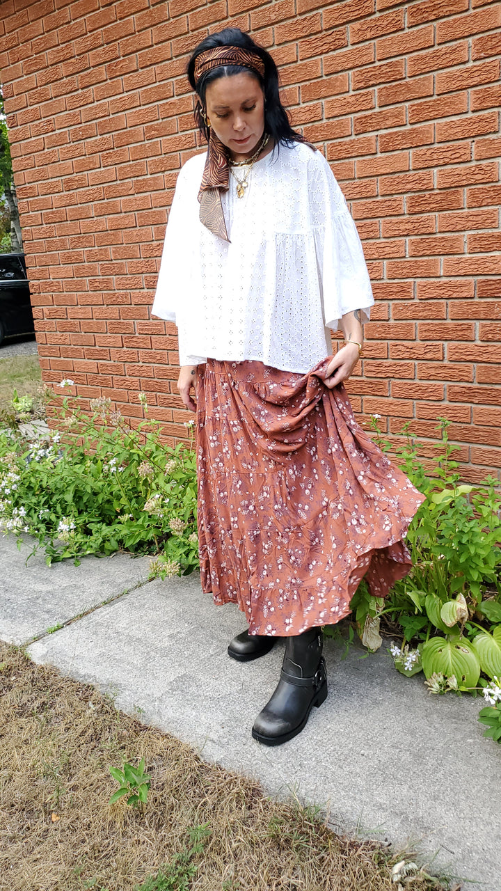 Tiered Boho Skirt- Autumn Floral