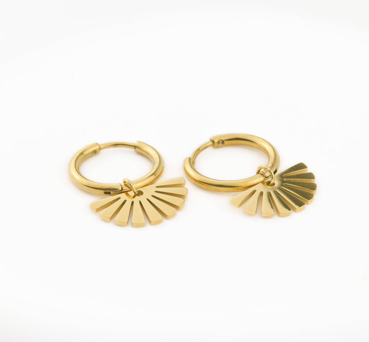 Gold Charm Hoops - Fan