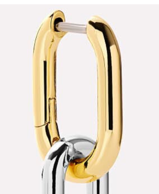  Paperclip Duo Link Hoop Earring : Two tone