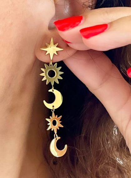 Celestial Sun Moon Stars Earrings