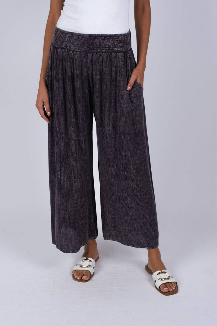Textured Palazzo Pants - Blue