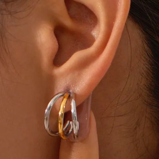 Lidia Triple Tube Hoop Earring