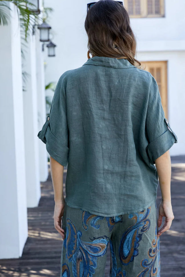 Safari Linen Shirt - Military