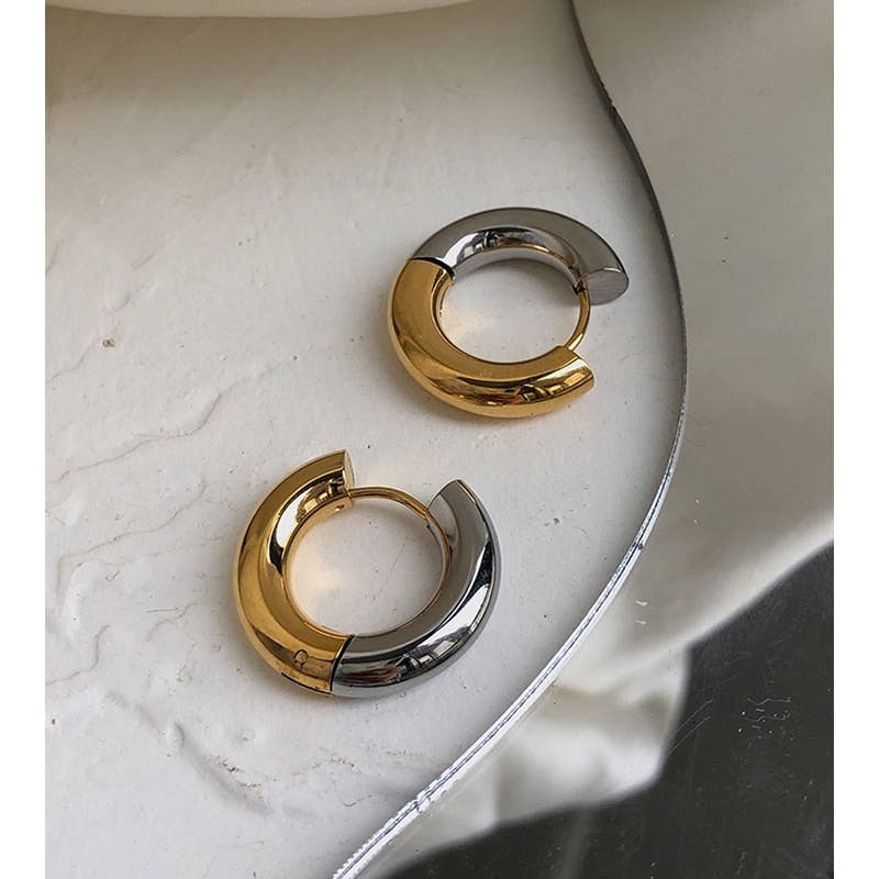 Two Tone Hoop Earring - Large