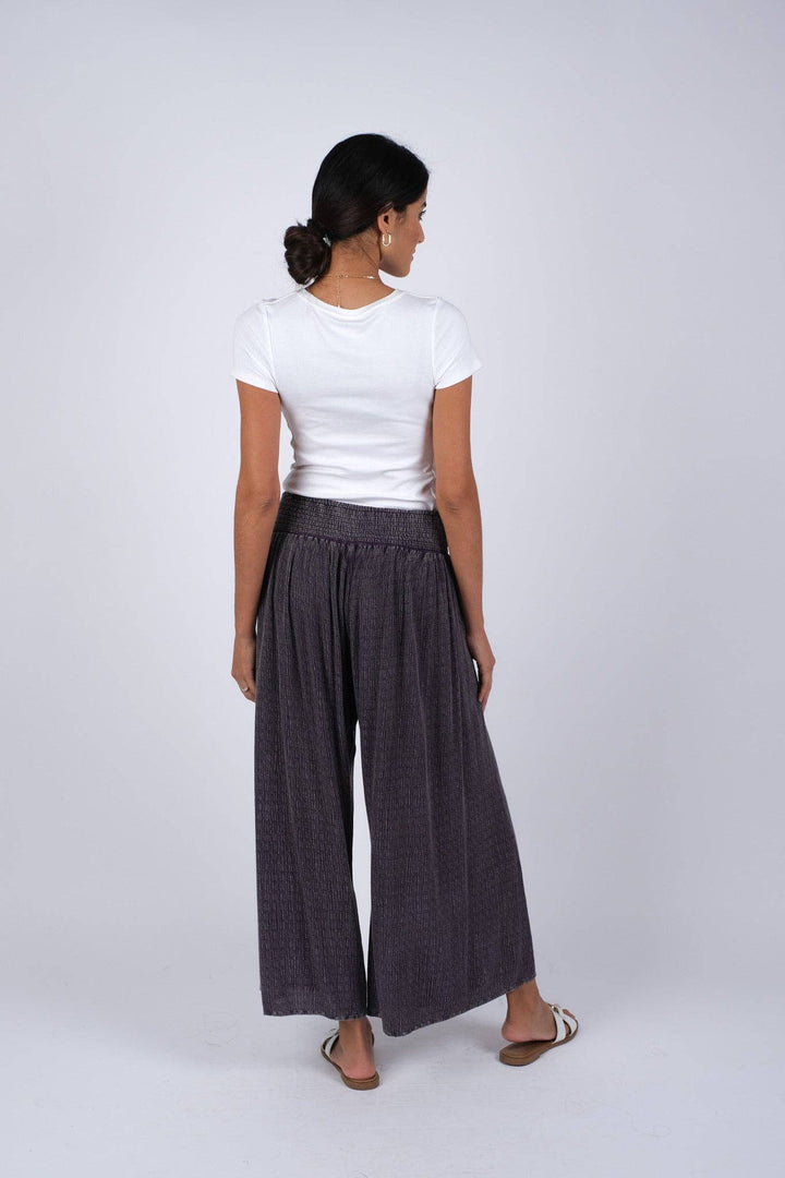 Textured Palazzo Pants - Blue
