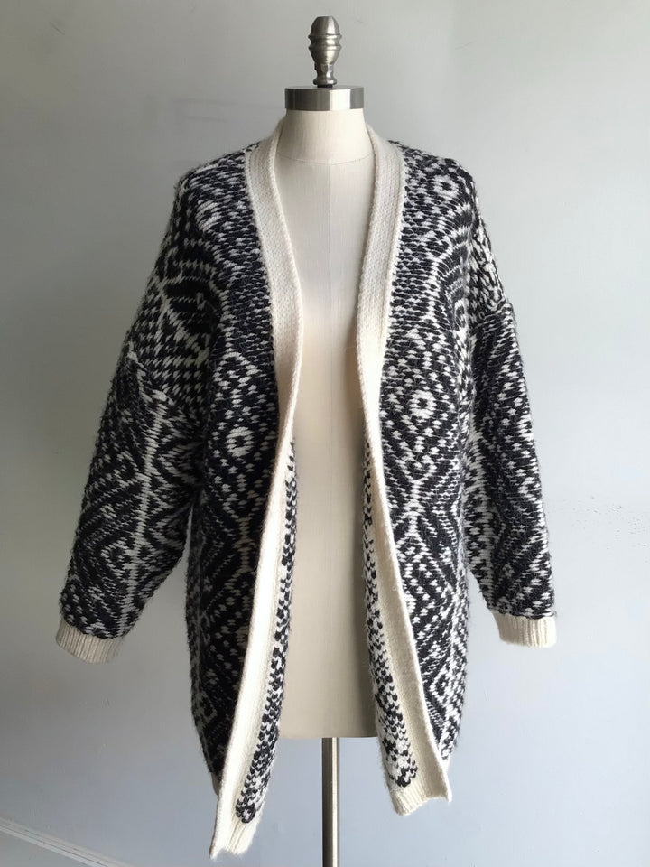 Black &amp; White Oversized Knit MNG Cardigan - Size S