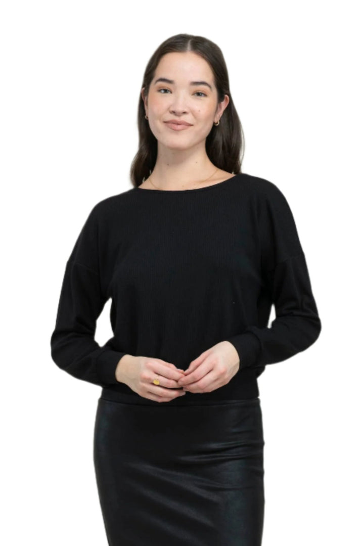 Amelie Reversible Knit Top- Black