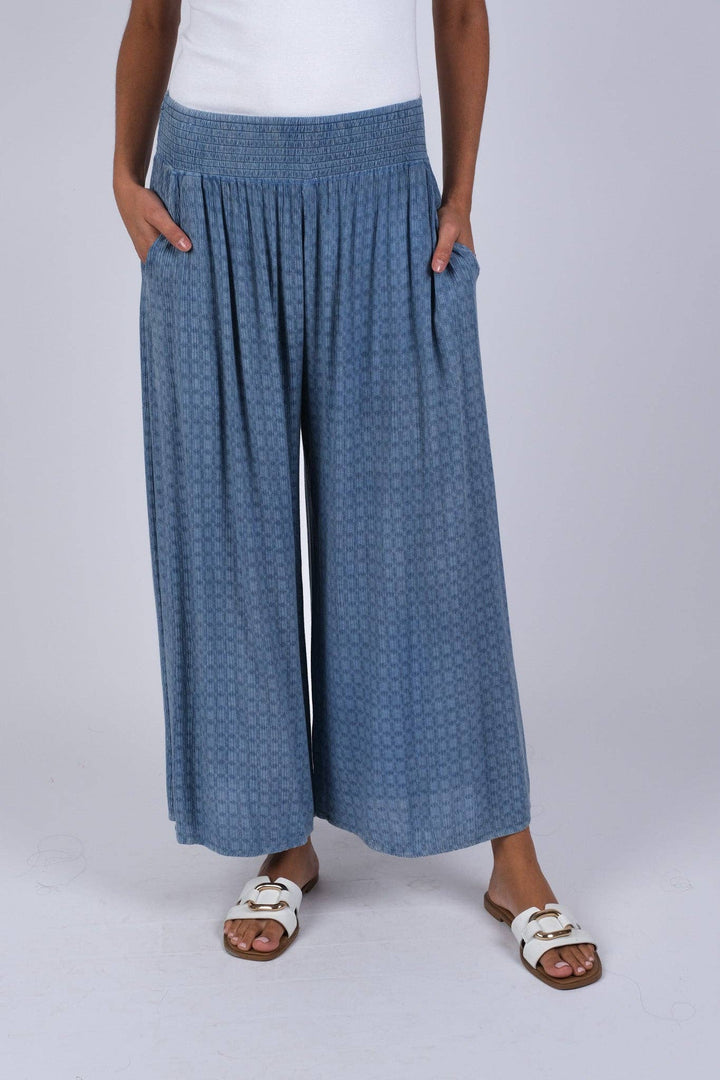 Textured Palazzo Pants - Blue