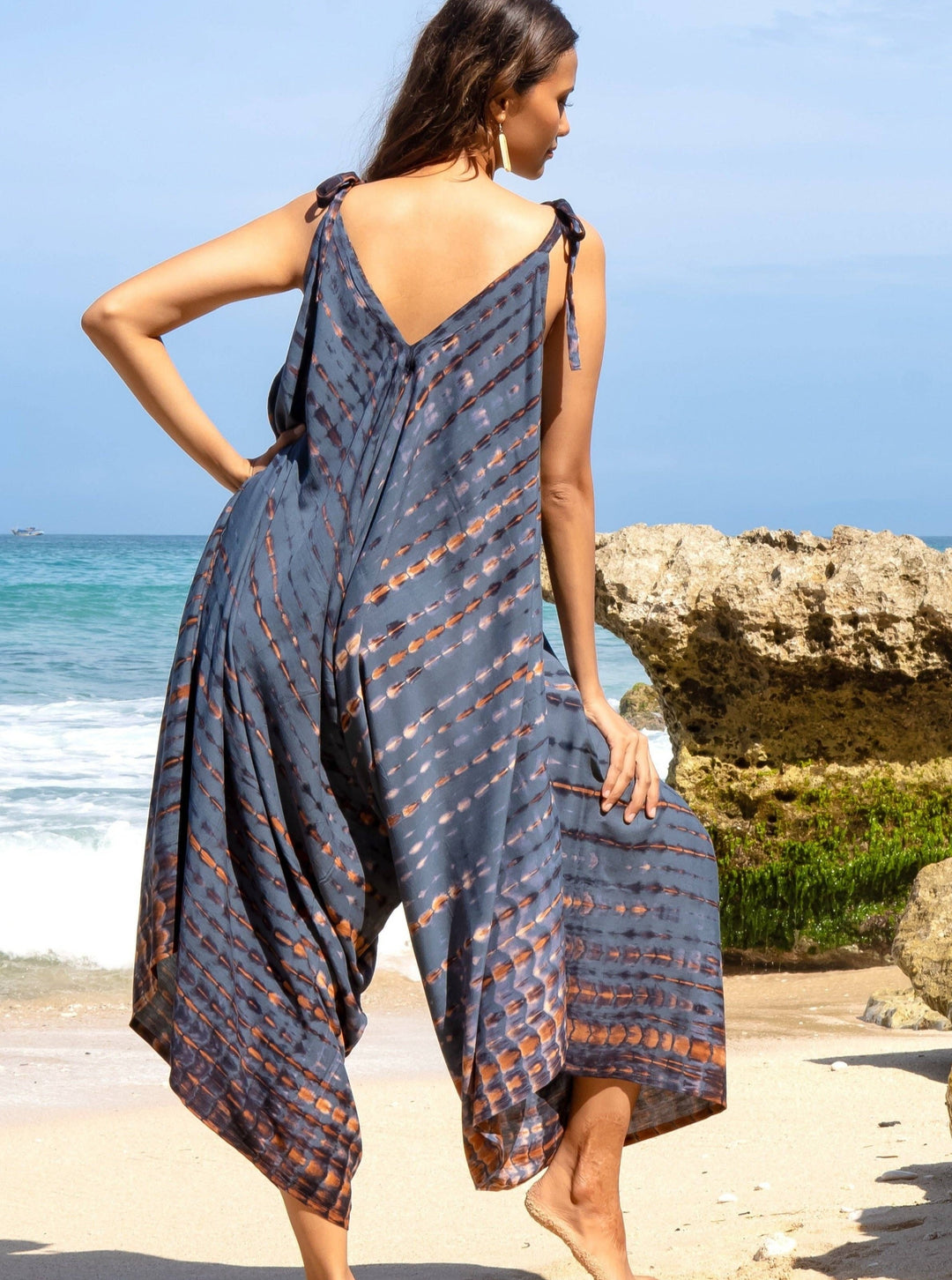 Beach Romper - Denim & Gold