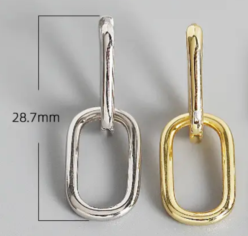  Paperclip Duo Link Hoop Earring : Two tone