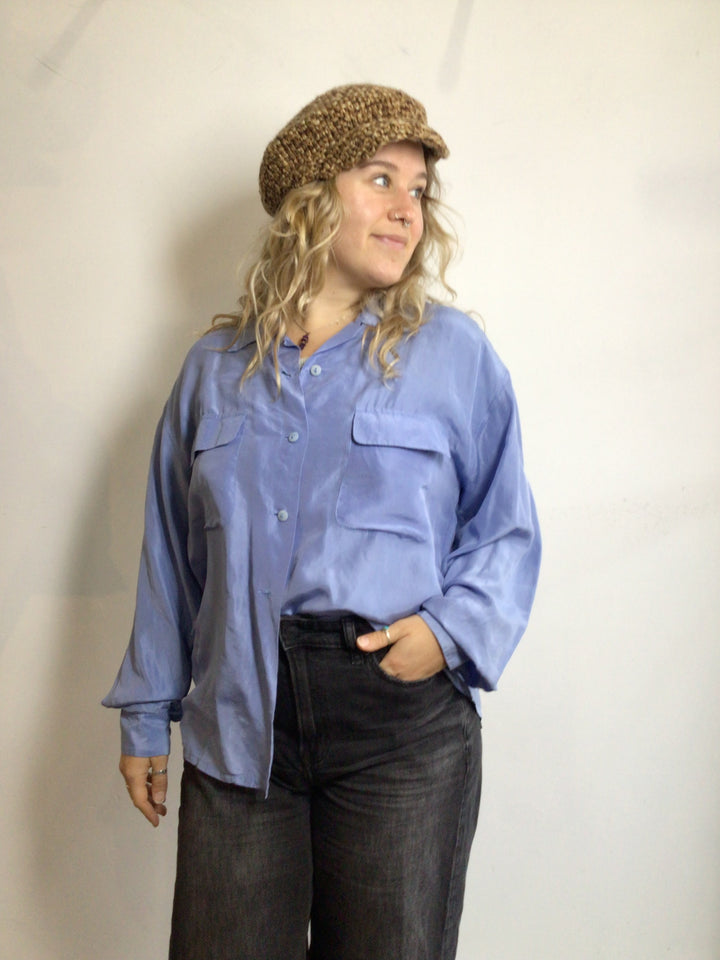 Blue Silk Blouse